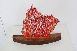 Daniel Castillo; The Fireboat, 2011, Original Glass Fused, 33 x 33 cm. Artwork description: 241   Fused glass sculpture with wooden base.  ...