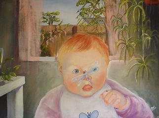 Devi Delavie; Visitor, 2003, Original Painting Acrylic, 40 x 30 inches. Artwork description: 241 In the eyes of a child, open windows bring more than breezes....