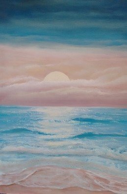 Denise Seyhun; California Sunset, 2017, Original Painting Oil, 18 x 24 inches. Artwork description: 241 Seascape, sunset, beach, CA...