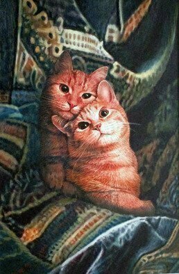Dennis Mccallum; Double Trouble, 2016, Original Mixed Media, 13 x 19 cm. Artwork description: 241  Cats   ...