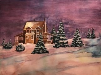 Deborah Paige Jackson; A Snowy Night, 2018, Original Watercolor, 36 x 28 . Artwork description: 241 Painted from a composition I created from images from my photography collection. ...