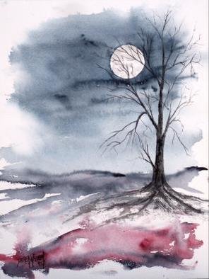 Derek Mccrea; Moon Light Gothic Modern ..., 2007, Original Watercolor, 12 x 16 inches. Artwork description: 241  Gothic night time dark surreal modern watercolour impressionistic landscape painting limited edition signed and numbered fine art poster print, watercolor. To order go to 