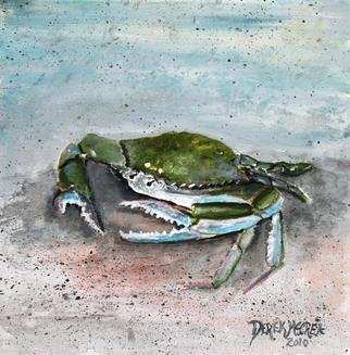 Derek Mccrea; Blue Crab, 2013, Original Printmaking Giclee, 11 x 11 inches. Artwork description: 241  Blue crab beach sealife art animal wildlife watercolor painting giclee art print...