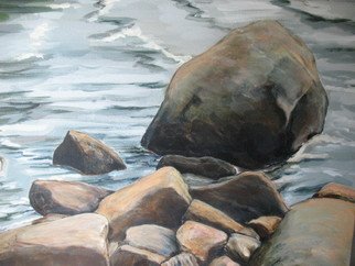 Devon Henderson; On The Quay, Beaulac, Quebec, 2011, Original Painting Acrylic, 16 x 20 inches. Artwork description: 241    A depiction of the windy, rocky shoreline of Lake Alymer, in Quebec's Eastern Townships. Townships            ...