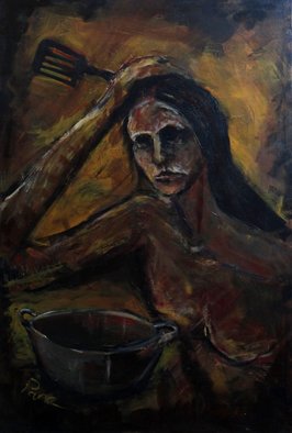 Diane Emami; What To Cook, 2013, Original Painting Acrylic, 2 x 3 feet. Artwork description: 241  women, cooking, women challenge, dark colors, brown, dramatic, expressionism,  ...