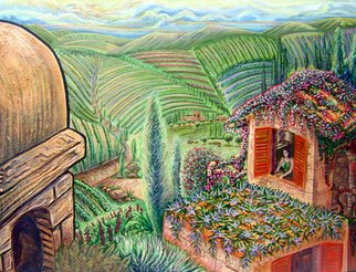 James Dinverno; Casa Bella, 2010, Original Painting Acrylic, 30 x 24 inches. Artwork description: 241    Tuscan, Landscape, Cypress, Italy, Countryside, Yellow, Orange,    ...