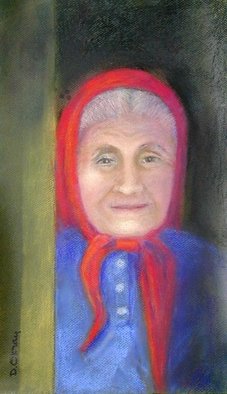 Dorothy Okray; Babushka, 2008, Original Pastel, 9.7 x 16.5 inches. Artwork description: 241  She opened the door and I knew I wanted to paint her.  This typical European grandmother from a past century is still alive!   ...