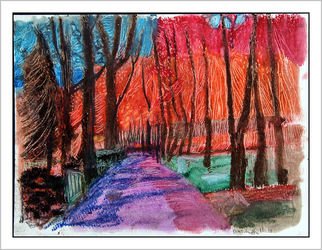 Don Schaeffer; Private Road, 2010, Original Pastel Oil, 8.5 x 11 inches. Artwork description: 241    Autumn, flower, earth,    ...