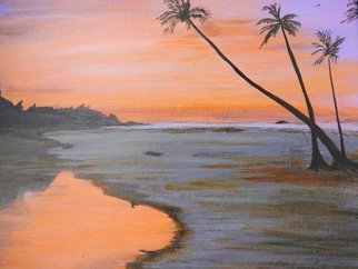 Dr Vijay Prakash; Sunrise At Goa Beach, 2016, Original Painting Acrylic, 17.5 x 19.5 inches. Artwork description: 241   How sweet the morning air is. . Now the red rim of the sun pushes itself over the cloud- bank. How small we feel with our petty ambitions and strivings in the presence of the great elemental forces of Nature. . .  ...
