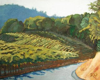 Donna Schaffer; Last Hint Of Sun On Vineyard, 2001, Original Painting Oil, 20 x 16 inches. Artwork description: 241 The golden grass on the right corner is our property. We don' t grow grapes. But this shows you the inspiration I' m surrounded with.  ...