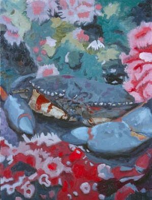 Donna Schaffer; Rock Crab And Strawberry ..., 2002, Original Painting Oil, 18 x 24 inches. Artwork description: 241 Rock Crab and Strawberry Anemones in Monterey Bay ...