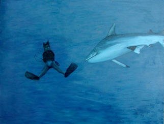 Donna Schaffer; Sharks Dinner, 2002, Original Painting Oil, 40 x 30 inches. Artwork description: 241 Shark' s Dinner? is based on a 2001 photo I took off New Britain Island in Papua New Guinea. The sharks had just been generously chummed. We were on the Peter Hughes liveaboard diveboat Star Dancer. ...