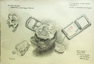 Lou Posner; Still Life For Sam Harris, 2023, Original Drawing Charcoal, 11 x 8.5 inches. Artwork description: 241 Subect matter is props around my studio.  For Sam Harris, prepaid commission for drawings.  On handmade Twinrocker paper. ...