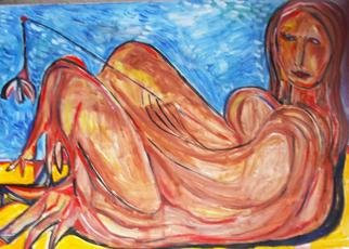 Durlabh Singh; Woman Fishing, 2012, Original Painting Oil, 36 x 24 inches. Artwork description: 241   Contemporary, metaphysical, figurative, innovatory, colorful, soulful, new direction painting.  ...