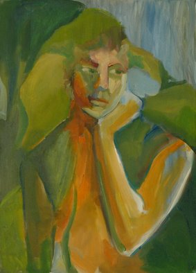 Dusanka Badovinac; Green Portrait, 2011, Original Painting Oil, 50 x 70 cm. Artwork description: 241   green, painting, art, landscape, portrait     ...