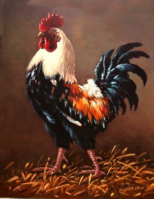 Dusan Vukovic; Rooster , 2012, Original Painting Oil, 30 x 40 cm. Artwork description: 241 realism, love, symbolism, nature, master, cock, animalsm, dusanvukovic...