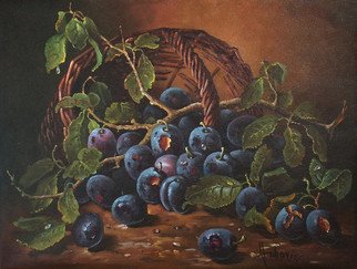 Dusan Vukovic; Plums, 2012, Original Painting Oil, 50 x 40 cm. Artwork description: 241  plums, life, still, vukovic, dusanvukovic, oil, canvas, realism...