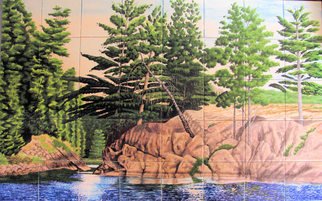 Dy Witt; Fossil Rock, Canada, 2012, Original Ceramics Other, 4 x 2.5 feet. Artwork description: 241  ceramic art tile, hand painted, one- of- a- kind, nature, murals ...