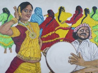 Richard Wynne; Bollywood Dancers, 2013, Original Painting Oil, 52 x 40 inches. Artwork description: 241          dance_ bollywood_ hindi_ figerative_ movement_ colorful_ drummer_ many dancers_ India_ movies_ indian movies_ music_ entertainment ...