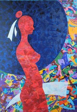 Edi Apostu; Costana In The Dark Eroti..., 2015, Original Painting Acrylic, 90 x 130 cm. Artwork description: 241  Costana in the Dark.  Erotic Aggressivity symbolizes femininity, the active woman, the eroticism of the mature woman, fulfilled, satisfied erotic what knows exactly what she wants and what to do to get maximum of sexual satisfaction.  www.  ediapostu.  eu...
