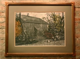 Eric Jorgenson; Vacation Home, 2008, Original Drawing Other, 30 x 21 inches. Artwork description: 241  Subtractive drawing over textured and colored gesso. Custom miter- dovetail frame, walnut and black cherry. ...