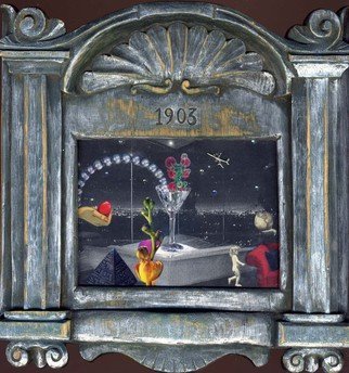 Elena Mary Siff; Post Modern, 2012, Original Collage, 6 x 8 inches. Artwork description: 241   Collage of surreal interior with cityscape in vintage frame     ...