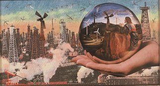 Elena Mary Siff; Power, 2013, Original Collage, 6 x 8 inches. Artwork description: 241    Collage of urban/ industrial landscape ...