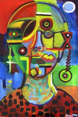 Eric Henty; Future Man 1, 2012, Original Painting Acrylic, 24 x 36 inches. Artwork description: 241  This colorful painting started with a drawing of Chuck Close, and it became more abstract as it developed.       ...