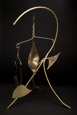 Eric Jacobson; BrassMobile III, 2011, Original Sculpture Other, 15 x 31 inches. Artwork description: 241    This organic sculpture is made of brass tubing, has a mobile, creates sound when the elements hit one another, and could be part of a small water feature.               ...