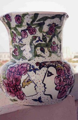 Ellen Safra, 'City Series Six', 2003, original Ceramics Other, 13 x 15  inches. Artwork description: 1911 Acrylic hand painted Ceramic vase...