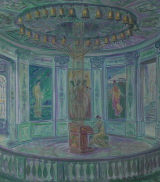 Edward Tabachnik; Delft Memories, 2005, Original Painting Oil, 32 x 36 inches. Artwork description: 241  New style: Romantic Expressionism.Series: Ancient Musical Instruments.Background The Hermitage, St. Petersburg....