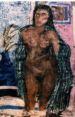 Evie Tirado; Untitled Batik, 2016, Original Other, 25 x 20 inches. Artwork description: 241  nude batik  batik on silk fabric.       ...