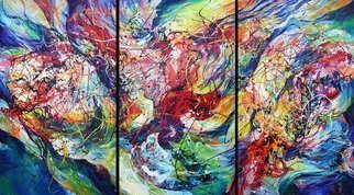 Eugenia Mangra; ATEMPORAL RHYTHMS , 2015, Original Mixed Media, 70.9 x 39.4 inches. Artwork description: 241 The work of art ATEMPORAL RHYTHMS is an abstract original composition, created with mixed media ( acrylic and oil) on stretched canvas. The intense chromatic contrasts are based on the presence of different shades of intense colors: red, orange, blue and yellow. The heavy dripping goes across the ...