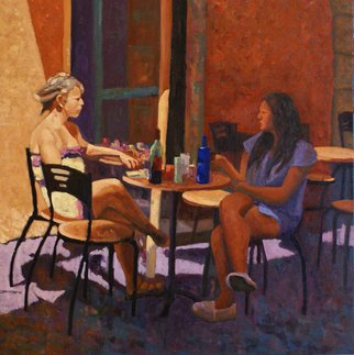 Felipe San Pedro; Chating In The Trastevere, 2014, Original Painting Oil, 70 x 70 cm. Artwork description: 241  girls chating on a terrace in Trastevere, Roma             ...