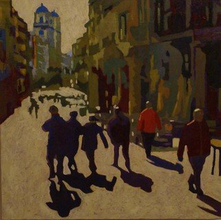 Felipe San Pedro; Going To The Rastro  In Madrid, 2014, Original Painting Oil, 60 x 60 cm. Artwork description: 241   wiew of the people going to the Rastro in Madrid . Spain        ...