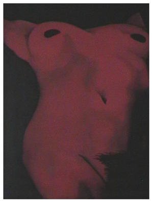 John Fields; Female Torso, 2003, Original Painting Oil, 30 x 24 inches. Artwork description: 241 Nude Female Torso. Scarlet with black background and shading. Classical Composition....