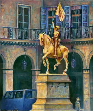 Fred Marsh; Joan Of Arc Paris France, 2011, Original Painting Oil, 15 x 18 inches. Artwork description: 241  The Golden Statue of Jeanne de Arc in the Place des Pyramides, Paris, France.The Place des Pyramides was created by Napoleon to commemorate his victory in Egypt. In the center of the square sits the life size statue of Joan of Arc clad in her armour, ...