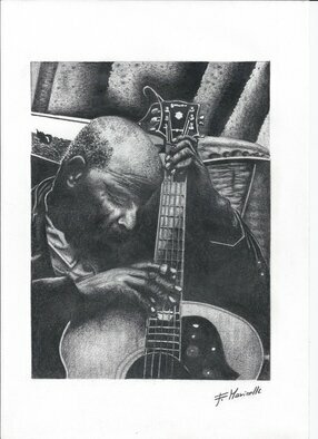 Francesco Marinelli; Bluesman, 2023, Original Drawing Charcoal, 210 x 297 mm. Artwork description: 241 blues feeling...