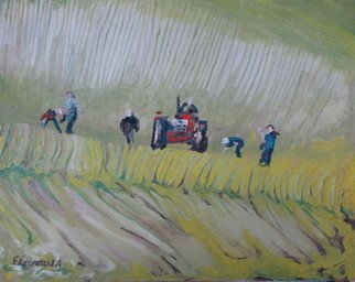 Francois Fournier; The Rock Pickers No Two, 2010, Original Painting Oil, 20 x 16 inches. Artwork description: 241  This original oil painting depicts a team of workers picking rocks on a field with a tractor. This is taking place in the Appalachians of Quebec, Canada. This is taking place in the Appalachians of Quebec, Canada.Nature varies itself relentlessly. It is this contact with a ...