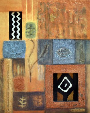 Frank Black; Ethnic Wonder, 2011, Original Mixed Media, 0.6 x 1 m. Artwork description: 241  Earth tones, multi layering texture rich, with mud cloth ...