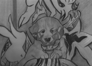 R.l. Armstrong; Puppy Love, 2007, Original Drawing Pencil, 14 x 11 inches. 