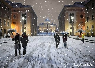 Sandro Frinolli Puzzilli; Snow In Rome, 2019, Original Digital Art, 70 x 50 cm. Artwork description: 241 This work was made on a snowy evening in Rome with a photographic technique subsequently elaborated with digital art and printed on Canson 300 gram paper. ...