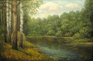 Tatiana Fruleva; Wood Lake, 2014, Original Painting Oil, 11.8 x 7.8 inches. Artwork description: 241  Landscape in the style of an ideal of realism. Picture imeeet warm, positive energy and provides the therapeutic effect. ...