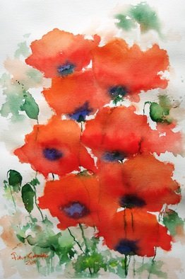 Fusun Cakiroglu; Original Watercolor Popies, 2015, Original Watercolor, 36 x 54 cm. Artwork description: 241   Watercolor on paperOnly 1 original is available.This painting is signed by artist.It is matted in white / not framed.fc15- 51The painting is sent 1- 2 days after payment is received ( Except holidays)Shipment from  Turkey by registered mail. It will come well packaged . ...