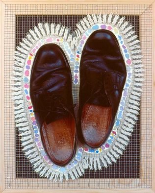 Paul Gazda; Shoe Shrine, 2002, Original Mixed Media, 16 x 20 inches. Artwork description: 241  Shoes, Acrylic, Foil on Wire Mesh ...