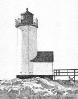 Glen Braden; Annisquam Harbor Light House, 2003, Original Drawing Pen, 10 x 13 inches. Artwork description: 241 Lighthouse located at Annisquam Harbour in Massachusetts. Original sold but framed double- matted prints are available. ...