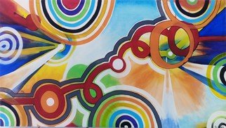 Geary Jones; RAY RINGS , 2016, Original Painting Acrylic, 32 x 18 inches. Artwork description: 241  colourful...