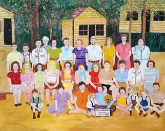 Betty Bishop; Kirkland Kabins, 2010, Original Painting Oil, 24 x 36 inches. Artwork description: 241  This painting is NFS. My Father built those cabins [ thats him in the back row with the white hair - I am in the first row in the orange dress] . However, if you absolutely must have it  ; - )  I will sell it to you and have a print made ...