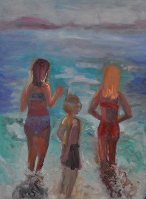 Gillian Bedford; Ruby And Friends, 2013, Original Painting Oil, 30 x 40 inches. Artwork description: 241  beach family figurative water sand peace ocean light summer  ...
