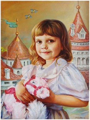 Pavel Golik; Portrait Of Baby Girl, 2007, Original Painting Oil, 45 x 60 cm. Artwork description: 241    greek landscape, cityscape,portrait of a girl, oil portrait   ,  ...